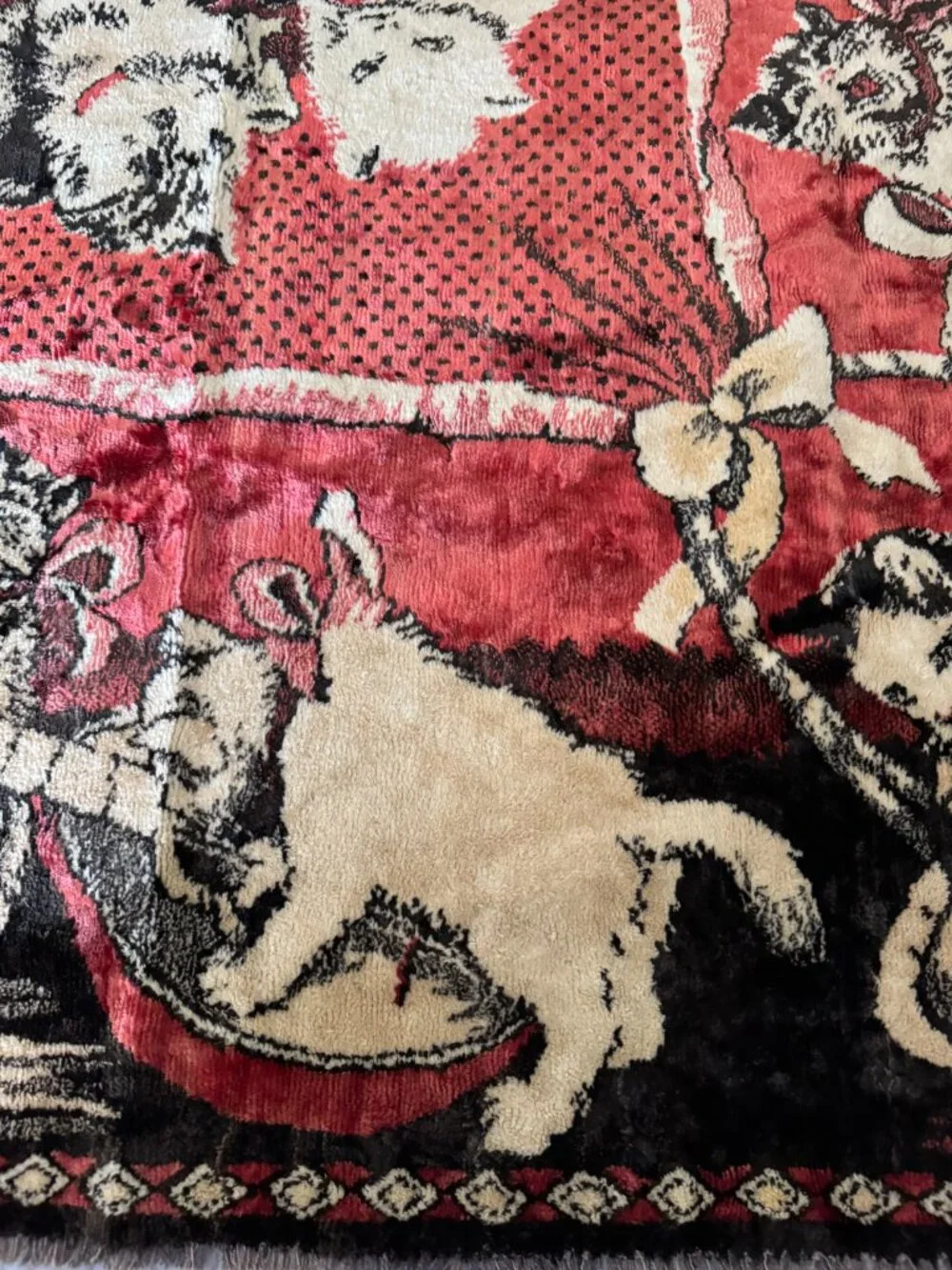 RARE Vintage Cat  Artists & Musicians  Velvet Tapestry Wall Hanging Rug 49x49